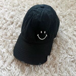 Aerie AE Black Smiley Face Cap